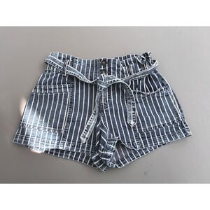 Maurice's Denim Striped High Waist Shorts with Belt Women's medium‎